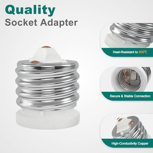 DiCUNO E39 to E26 Socket Converter - UL Listed Ceramic Mogul Adapter, 1-Pack