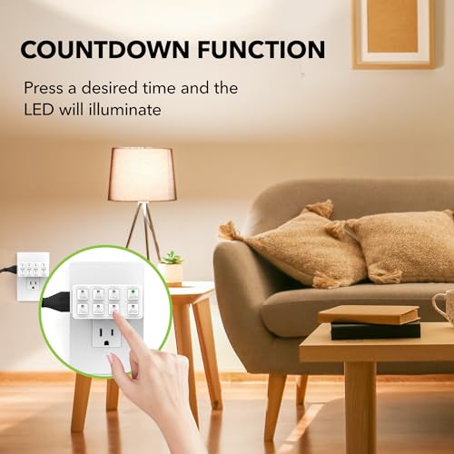 BN-LINK 1 Pack Indoor Countdown Timer with Repeat Function, 3-Prong Outlet