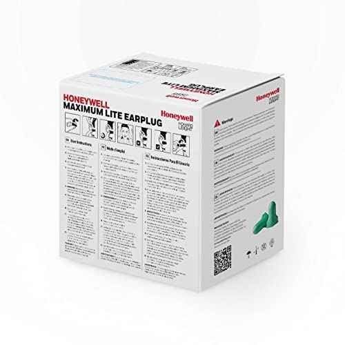 Howard Leight by Honeywell Maximum Lite Low Pressure Disposable Foam Earplugs, 200-Pairs (LPF-1), Green