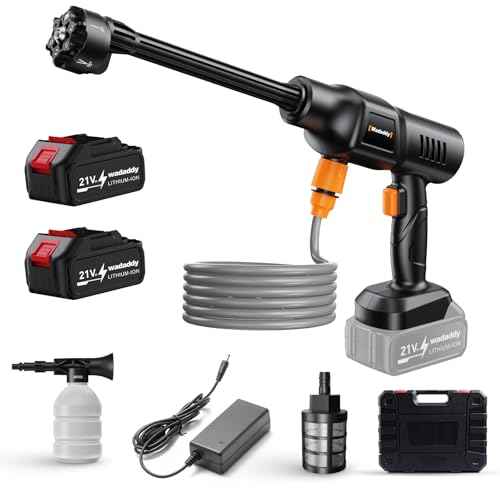 Portable Pressure Washer, 900PSI Cordless Power Washer, Portable Power Washer with 2 Batteries, 6-in-1 Nozzle, Handheld Pressure Washer for Car/Floor/Garden