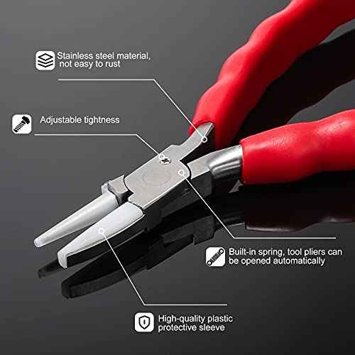 Stainless Steel Adjusting Eyeglasses Leg Tightness Half Round Plier Eyeglass Arms Frame Plier Glasses Repair Parts Tool (Red)