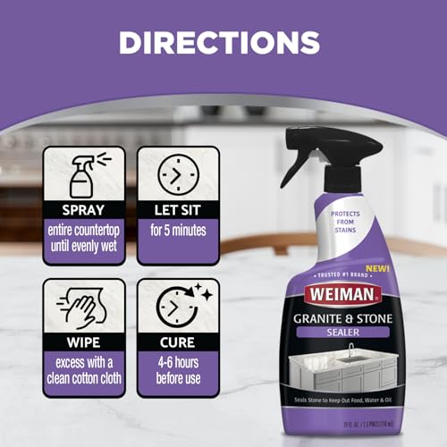 Weiman Granite & Stone Sealer Spray - Water-Based, pH-Neutral, 24 oz