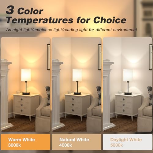 Dicoool 14.6 Inch White Bedside Table Lamp with USB-C & USB Ports, 3 Color Temperatures