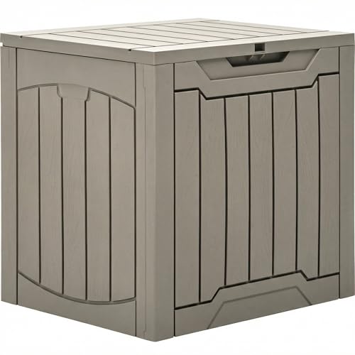 YITAHOME 31 Gallon Deck Box Taupe - Outdoor Storage Box with Bench & Handles