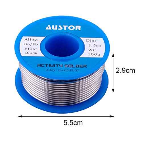 AUSTOR 63-37 Tin Lead Rosin Core Solder Wire for Electrical Soldering (1.5mm, 100g)