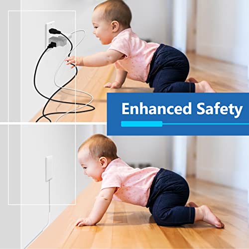 LIDER White Flat-Face Outlet Extender 3 Receptacles, 3ft Cord, 1625W - 1 Pack