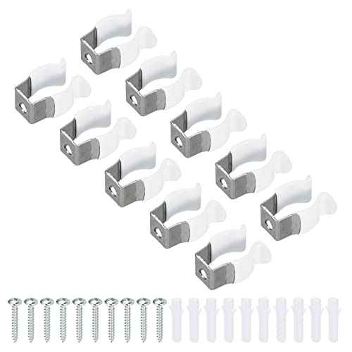 MECCANIXITY T5 U Clips Holder Bracket for LED Light Bulb Mounting Bracket Support Stainless Steel Fluorescent Tube Holder Screw Pipe Clamps Spring Holder Tool Clips, White Pack of 10