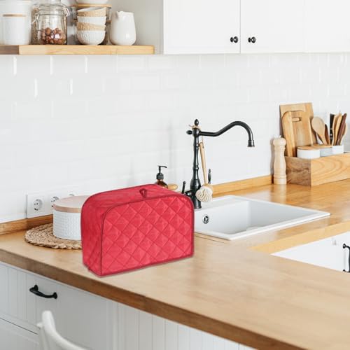 LXUEJIE 2-Slice Toaster Cover - Red Quilted Dust Shield for Kitchen Appliances