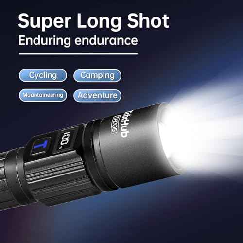 Rechargeable Flashlights 2 Pack, Super Bright High Lumens Flash Light, 5 Modes Zoomable Linternas with LCD Digital Display, Powerful Handheld LED Flashlights for Home Emergencies Camping