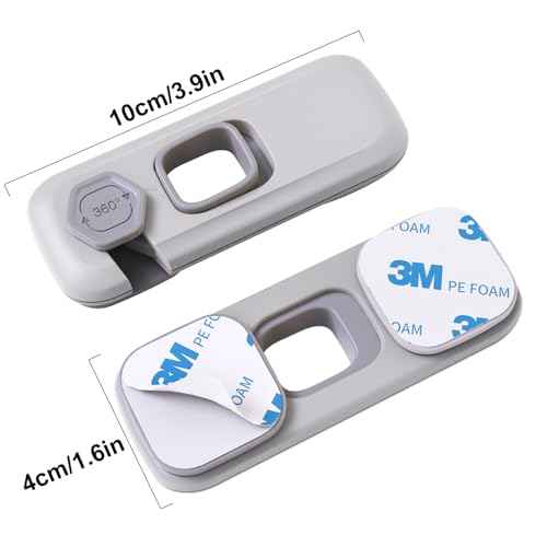 5 Pack Child Proof Refrigerator Lock, QYESWHSR Fridge Locks for Kids with Sticky Adhesive Pads, Child Safety Locks for Doors, RV Refrigerator, Oven Lock Child Safety Baby Cabinet Locks - Grey Updated