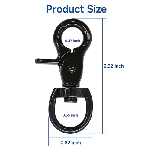 Autokcan 10PCS Trigger Snap Hooks 2.32'' Zinc Alloy Black Heavy Duty for Dog Leash & Bag Clips