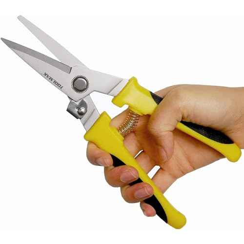 Aviation Tin Snips 8 Inch Heavy Duty Metal Cutter, Straight Shears with Stainless Steel Blade & Comfort Grips, Multifunction Cutting of Branches, Cable Wires, Thin Iron, Cardboard(Right Hand)