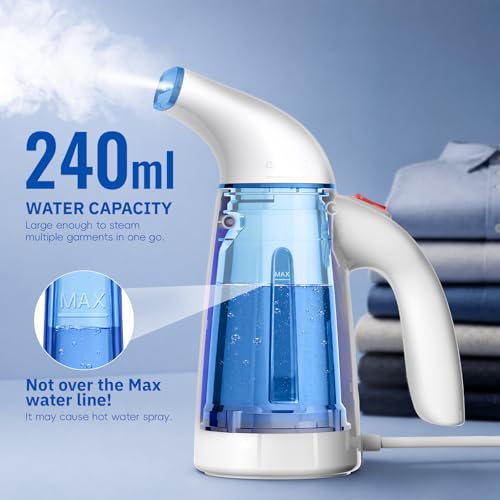 OGHom Blue Handheld Clothing Steamer, 240ml Capacity, 700W Portable Travel Iron