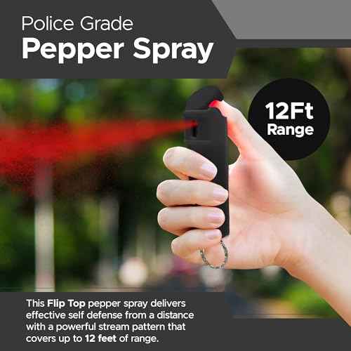FURY Fliptop Hardshell Pepper Spray, 12ft Range, UV Dye Identifier, Police Strength, Made in USA, Stylish Multicolor, Self Defense, Safety Gear, Quick Access Flip Top