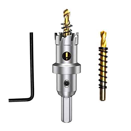 ASNOMY Tungsten Carbide Tipped Hole Saw Drill Bit for Hard Metal, 25/32 Inch(20mm) T.C.T Hole Saw Cutter with 2pcs Titanium-Plated Pilot Drill bit for Metal, Stainless Steel, Iron, Wood, Plastic