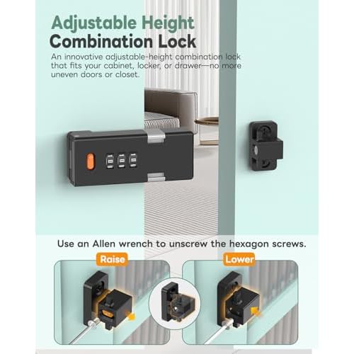 180 Degree Barn Door Combination Lock, 3 Digit Password Keyless Home Security Lock for Kitchen Cabinet, Drawer, Locker, Sliding Closet Doors - Sturdy and Practical Gate Latch (1, Black)