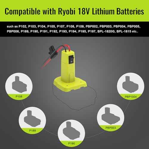 1 Pack Power Wheel Adapter Compatible with Ryobi 18V Battery, Upgraded Battery Converter Kit with Switch, Fuse & Wire Terminals, 12 AWG Wire, Power Connector for DIY RC Car Toys Robotics