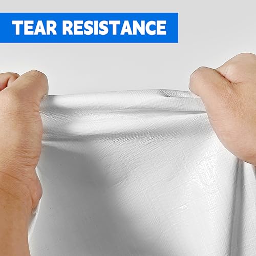 MVPNET 10x20 Feet Waterproof Heavy Duty UV Resistant White Tarp - 12mil