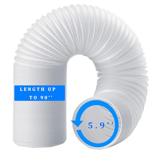 NWESTUN 5.9-Inch Portable AC Exhaust Hose, Expandable Up to 90 Inches, Heat-Resistant, Anti-Clockwise Threaded Ventilation Duct
