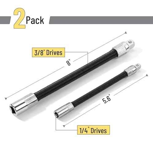 Bates- Flexible Extension Bar Set, 2 pcs, 1/4" & 3/8" Drives, Flexible Drill Bit Extension