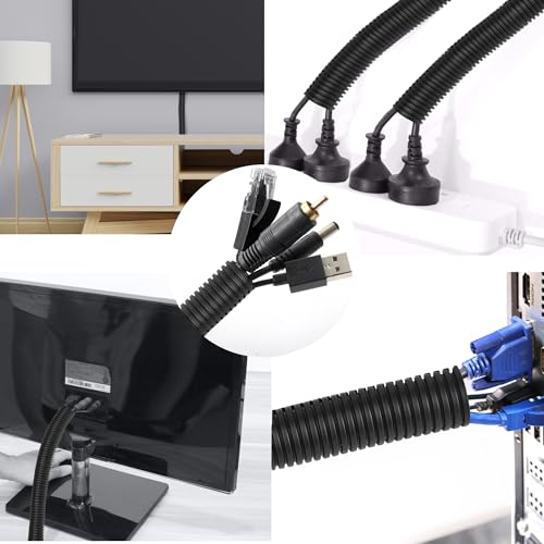CrocSee 25ft 1/2 Inch Split Wire Loom with Installation Tool - Black