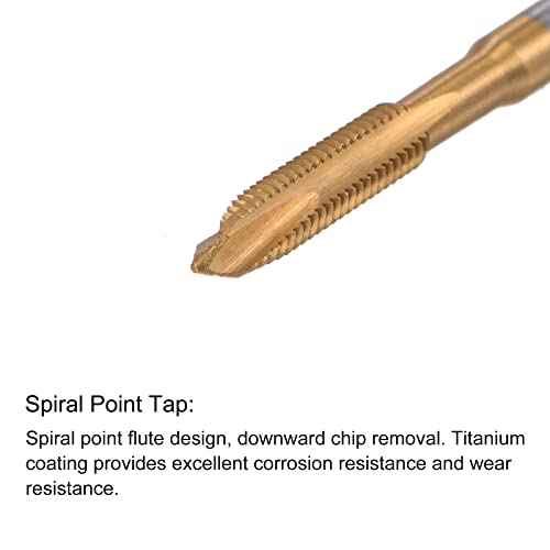 uxcell M3 x 0.5 Spiral Point Thread Tap and 2.5mm Drill Bit Set, Metric Titanium Plated Cobalt High Speed Steel Machine Screw Thread Tap Threading Tool