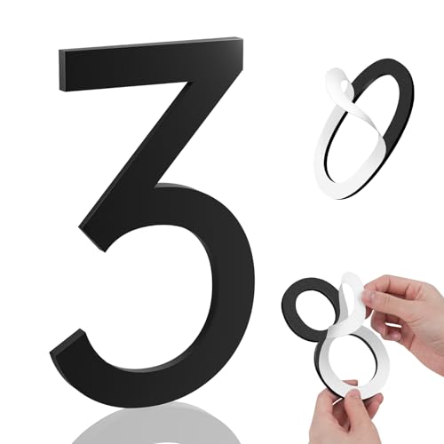 Merear 5-Inch Self-Adhesive House Number No.3 for Exterior Use