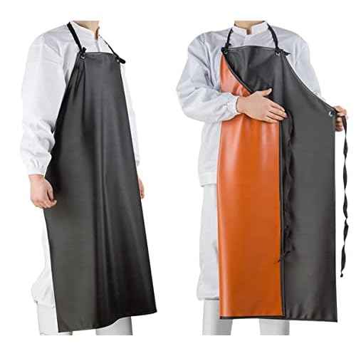 Chemical Resistant Vinyl Apron - Black Plus Size Unisex PVC Aprons for Dishwashing,Dog Grooming,Gardening,Fish Cleaning,Lab Work