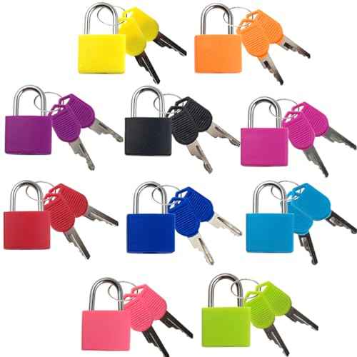 TIHOOD 10PCS Luggage Locks with Keys, Locker Lock Small Luggage Padlocks, Suitcase Locks Metal Keyed Padlock for School Gym