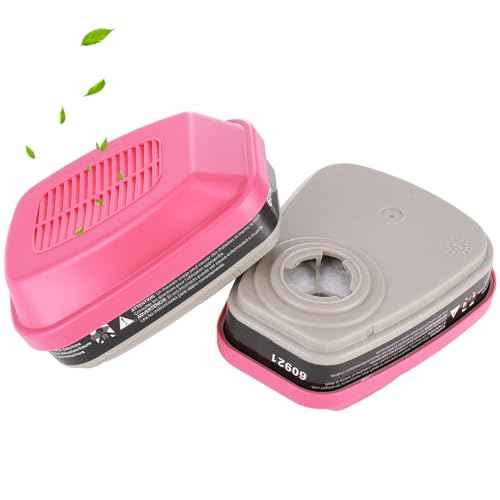 Respirator Cartridges 60921, Respirator Filters 60921, Gas Mask Filter, Particulate Filter Fit for 6200, 6502, 6800, 7502 FF-400 Series Respirator, Against Acid Gases, Ammonia, Dust (1 Pair)