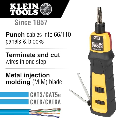 Klein Tools VDV427-300 Impact Punchdown Tool with 66/110 Blade - Network Cable Termination Tool
