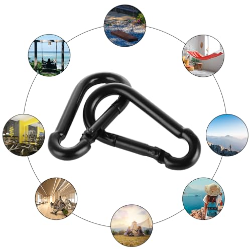 MIVIDE M4 40mm Black Carabiner Clips 100 Pack Heavy Duty Spring Snap Hooks
