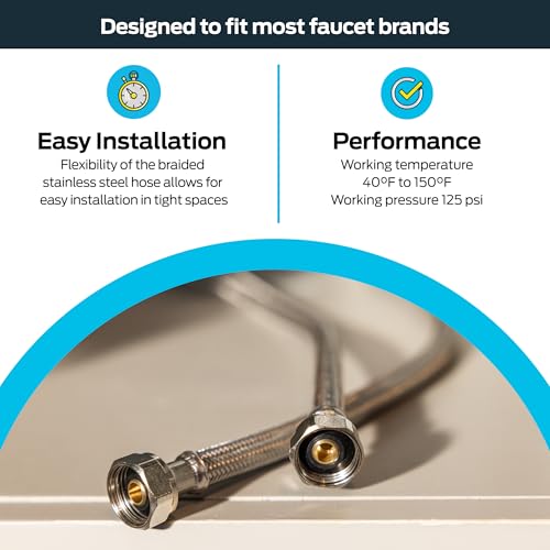 Eastman 36 in. Steel-Flex Faucet Connector with 1/2 in. FIP Ends - Braided Stainless Steel Supply Line