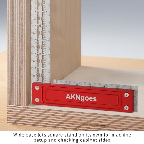 6 Inch Precision Woodworking Square with Scribing Notches – Stainless Steel, Aluminum Handle