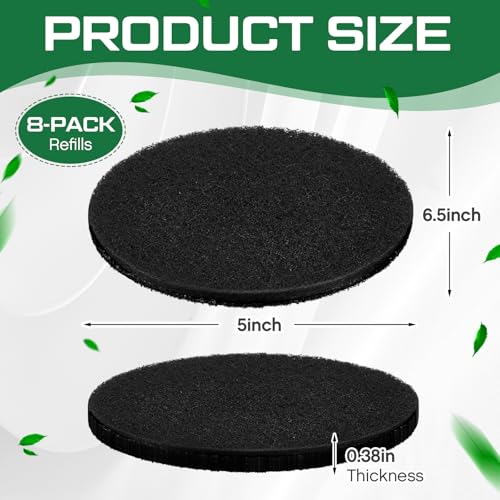 Pangda 8 Pack Oval Charcoal Filters for Compost Bin - 6.5 x 5 in, 3/8 in Thick