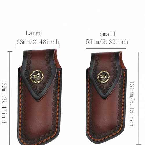 Shop Knife Sheaths, 5.1" Pocket Knife Sheath for Belt, Leather Knife Sheath for Belt, Pocket Knife Holder, Leather Sheath Folding Knife (Small)