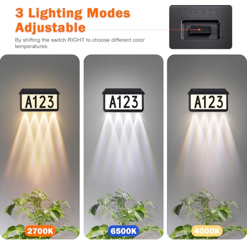 Brightever Black Solar Address Sign with 3 Light Modes, Waterproof Wall Mount