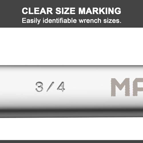 MAXPOWER 3/4 Inch Combination Wrench, Durable Cr-V Steel with Precise 12 Point Box End, Off-Corners Design, 15-Degree Offset