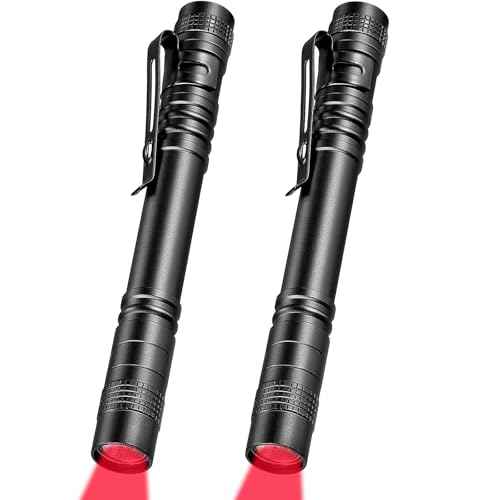 Tuanse 2 Pcs Red Light Flashlight Red LED Flashlight Pen Light Bright Torch for Night Astronomy Aviation Observation Turtle Safe Beach