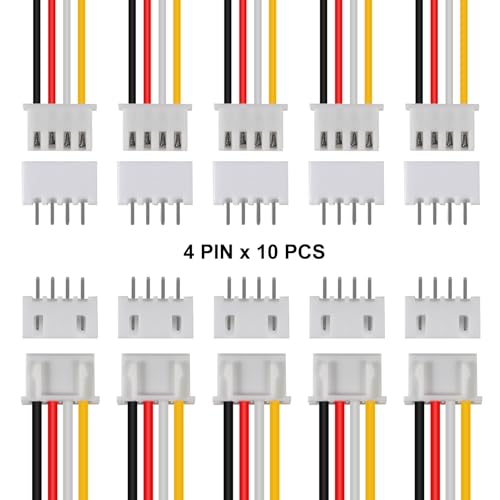 ACEIRMC 10Pairs JST-XH 2.54mm 4-Pin Male Female Connectors Kit with 200mm Cable