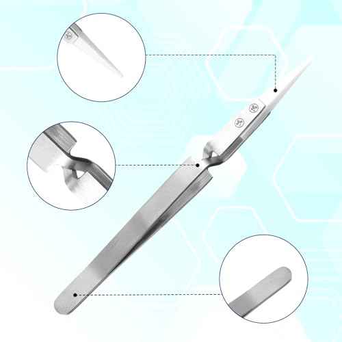 6 Pcs Precision Ceramic Reverse Solder Tweezers Non-Conductive Heat Resistant Tweezer for Crafting Anti-Magnetic Pointed and Curved Tip Tweezer for Soldering Jewelry Pinching Coils While Firing Silver