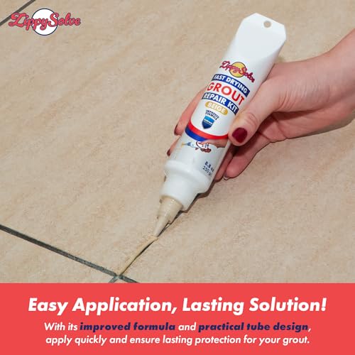 ZippySolve Tile Grout Repair Kit Beige 8.8oz - Easy DIY Sealer & Fix