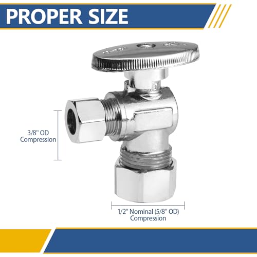 GUOFIS 10-Pack Angle Compression Stop Valves 1/4 Turn Shut Off Brass Plumbing Fittings