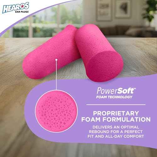 Hearos Sleep Pretty Tonight Foam Ear Plugs, Hearing Protection, 32 NRR, 12 Pair,Purple,5803