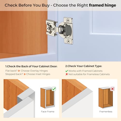 Ravinte 1/2 Inch Overlay Soft Close Kitchen Cabinet Hinges, Pack of 60