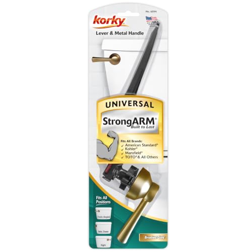 Korky Strongarm Metal Toilet Handle & Lever Brushed Gold 12.5 x 4 x 2