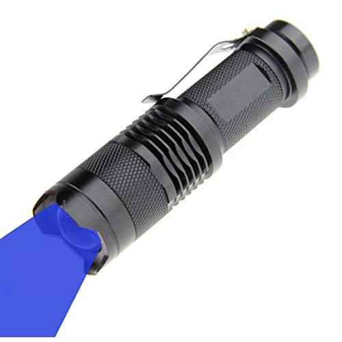 Scalable Blue LED Flashlight, 3 Modes, Long Range Blue Beam, Night Fishing & Outdoor Activities - Black
