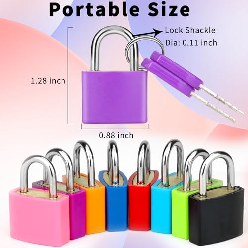 8 Pcs Suitcase Locks with Copper Keys Protect Your Belongings with Febwind's Set of 8 Mini Padlocks Multicolor Durable Locks for Suitcases Backpacks Boxes Cabinet and Laptop Bags