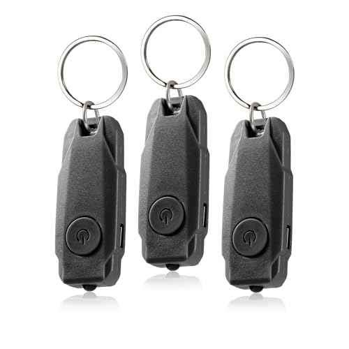 USB Rechargeable Keychain Light, 3pcs Mini LED Flashlight with Keyring, Great EDC Tool, Gift for Kids Teens (3, Black)