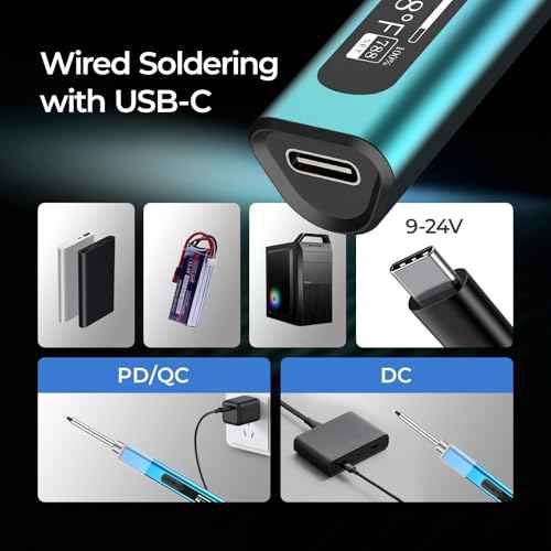 Soldering Iron Kit, 96W USB-C Soldering Iron, 8S Heat Up Adjustable Temp 176¡ÆF-788¡ÆF with 5 Soldering Iron Tips, Pencil Soldering Iron Support PD/QC/DC Power Supply for Electronics Repair